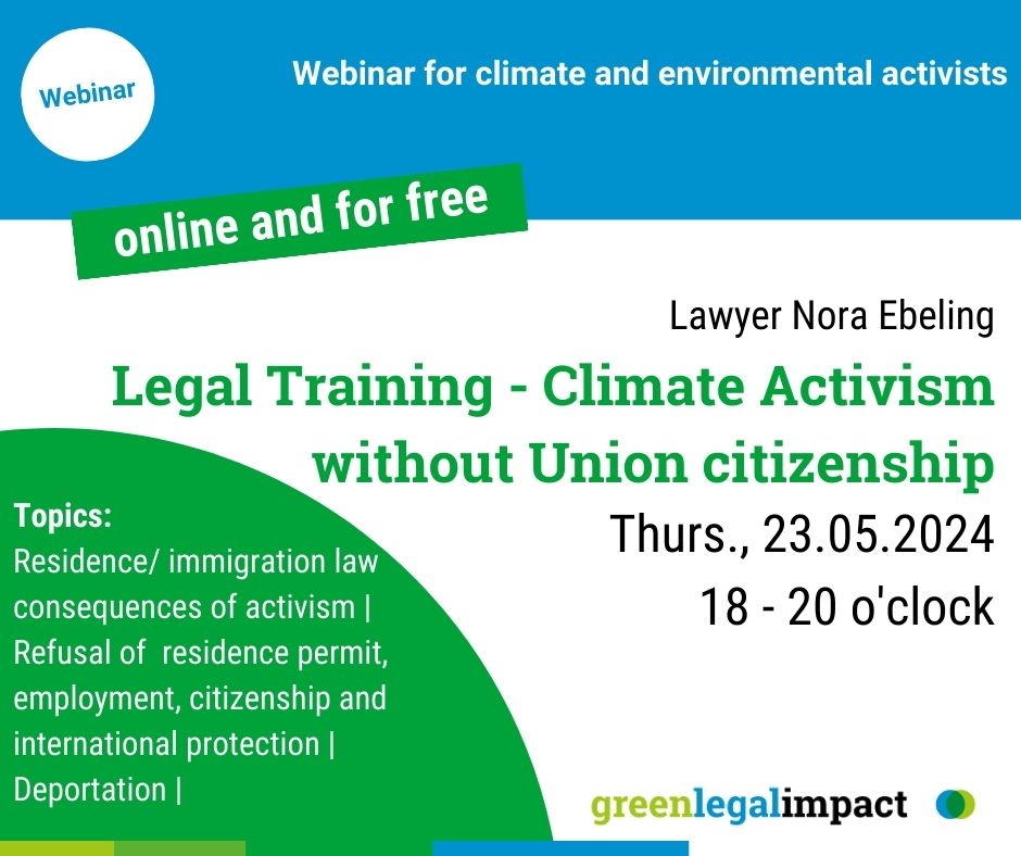 Online Legal Training - Climate Activism without Union citizenship